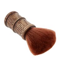 Fityle Barber Neck Duster Cleaning Brush Hair Sweep Soft Hairbrush Face Duster Brush Durable Wood Handle - Brown