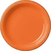 Bulk Round Plastic Plates | 50ct (7 inch, Orange Peel)