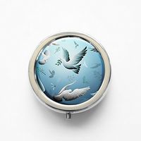 RhyNSky Animal Pigeon Mini Portable Pocket Pill Box Case Holder for Purse, 3 Compartments, Silvery, FS222