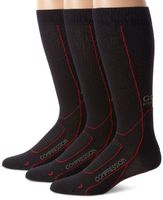 GORE RUNNING WEAR Men's Velocity Compression Socks- 3-Pair, Black/Red, 10.5-12.0