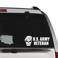 GottaLoveStickerz US Army Veteran Death Skull Permanent Vinyl Decal Sticker for Laptop Tablet Helmet Windows Wall Decor Car Truck Motorcycle - Size (12 Inch / 30 cm Wide) - Color (Gloss Black)