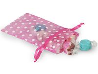Sheer Printed Polka Dot Organza Bags- Pretty Pink & White Dots 4x6" Polka Dot Organza Bags (9 Packs; 10 Bags Per Pack) - WRAPS-B52208
