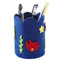 SOURBAN Non-Woven Desk Organizer DIY Cartoon Round Cosmetic Holder Containers