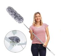 Microfiber Duster with Extension Pole(Stainless Steel), Extra Long 100 inches, with Bendable Head, Extendable Duster for Cleaning Ceiling Fan, High Ceiling, Keyboard, Furniture & Cobweb