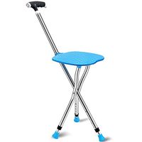 Walking aids YXGH@ Standard Walkers Aluminum, Illuminated Foldable Adjustable Old Man Cane Black Blue Walking Frames (Color : Blue)