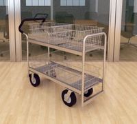 Charnstrom Long Wire-Basket Cart with 8-Inch Casters and Easy Push Handle (M287E)