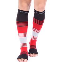 Doc Miller Premium Open Toe Compression Sleeve Dress Series 1 Pair 20-30mmHg Strong Support Graduated Sock Pressure Sports Running Recovery Shin Splints Varicose Veins (BlackRedGray, Medium)