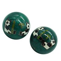 1.85'' Baoding Health Balls Chinese Exercise Stress Balls Craft Collection (Panda) (Green, L)