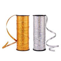 Hofumix 2 Pcs Curling Ribbon Wrapping Ribbon Balloon Glitter Ribbon Balloon String Silver Curling Ribbon Gold Ribbon 100 Yards of 1 Pcs (Silver, Gold)
