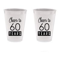 60th Birthday Frost Flex Plastic Cups - Cheers to 60 Years (10 cups)