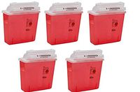 Covidien 8507SA SharpSafety Container with Counterbalance Lid, 5 Quart Capacity, Transparent Red (Pack of 20) (Fivе Расk)