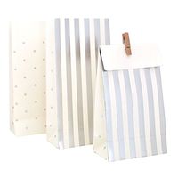 Illume Partyware Celebrate Happiness Silver Stripes & Dots - Treat Bag - Pack of 10