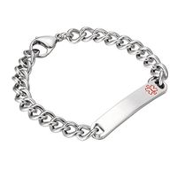 HooAMI Stainless Steel Medical ID Bracelet 8 inches - Free Engraving