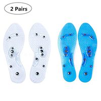 Massage Insoles, Chiicol Acupressure Magnet Massage Foot Therapy Insole, 29CM Length and Cuttable Foot Pain Relief Shoe Insole, Support Washable and Fits Most Men and Women 2 Pairs(White& Blue)