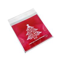 Staron Christmas Candy Bags, 100pcs Self Adhesive Plastic Seal Bag Cookies Candy Wrapping Bags Christmas Pouch (E)