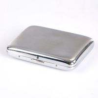Housweety Silvery White Copper Chrome Cigarette Case Holder for 16 Cigarettes 0.08kg