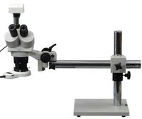 OMAX Digital 5X-10X-15x-20x-30x-60X Trinocular Single-Bar Boom Stand Stereo Microscope with 54 LED Ring Light and 1.3MP USB Digital Camera