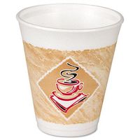Solo 12X16G Foam Hot/Cold Cups, 12oz, White w/Brown & Red, 1000/Carton