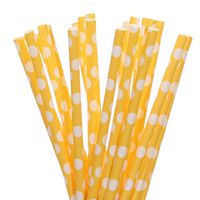 Biodegradable Paper Straws Dark Yellow With Big White Polka Dot (100)