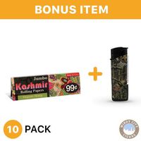 Kashmir Rolling Papers - Organic Hemp Jumbo (10) with LED Lighter