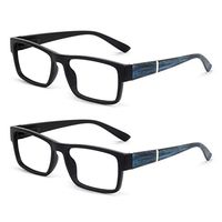 OCCI CHIARI Thin TR90 Rectangular Reading Glasses for Men Wowen Magnification 1.5 2.0 2.5 3.0 (5013-2 Pack(Black/Blue2), 2.25)