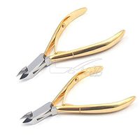 LAJA Imports Set of 2 Cuticle Nipper 1/2 Jaw Cuticle Remover Double Spring Golden Cuticle Clipper Stainless Steel Trimmer Cutter Scissor for Manicure DIY Nail Care Set of 2