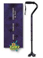 Adjustable Walking Cane Foam Handle Quad Footed Four Pointed Cane Tip US Navy Military