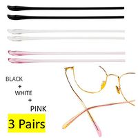 3 Pairs TR Material Eyeglasses Replacement Accessories Ear Anti-Slip Holder Temple Tips Ear Pads Tube Eyewear Retainers Comfort Replacement Tips for Thin Metal Eyeglass Legs(Black+White+Pink)