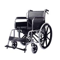 WenFei shop Multi-Function Folding Commode Transport Wheelchair with Handbrakes and Detachable Foot Pedal,Mobile Bathroom Shower Wheelchair for Elder Disabled Use