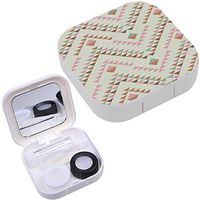 Portable Contact Lens Case Box Travel Kit Mirror + Bottle + Tweezers Container Holder [ Ethnic Boho Tribal ]