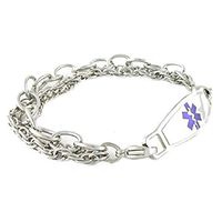N-Style ID Women's Medical Id Bracelet Personalized Triple Stainless Steel -Purple 7.25
