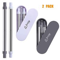 Telescopic Collapsible Reusable Drinking Straws - ALIANFIY Stainless Steel Metal Foldable Straw, Folding Straws Portable Set with Case & Cleaning Brush for Travel, Household, Office 2 Pack B&b