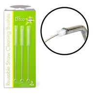 Deco 79 Straw Cleaning Brush - (3) Stainless Steel Brushes for Cleaning Reusable Drinking Straws and Sippy Cups