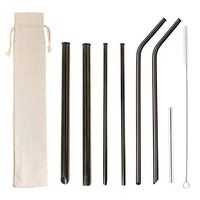 Stainless Steel Straws Black Rounded Top Tip Drinking Straws Anti-Scratch Reusable Straw for 30 20 oz Tumbler Set of 7-Newest Patent Product