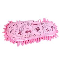 BUYITNOW Dirt Dust Mop Slippers Chenille Bottom Clean Easy Backless Indoor Shoes Covers Pink