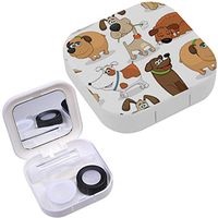 Portable Contact Lens Case Box Travel Kit Mirror + Bottle + Tweezers Container Holder [ Dogs ]