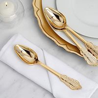 Efavormart 24 Pack | 7" Metallic Gold Baroque Disposable Cutlery Plastic Spoons for Wedding Party Banquet Events Candy Buffet