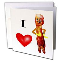 3dRose I Love Bacon - Greeting Cards, 6 x 6 inches, set of 12 (gc_44535_2)