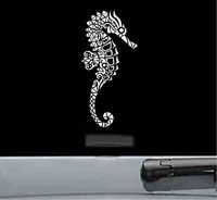 Tribal seahorse Vinyl Decal Sticker (WHITE)