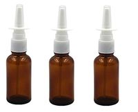 3PCS 1 Ounce 30ml (1oz) Empty Amber Glass Nasal Spray Bottle Pump Sprayers Snoot Cleanser Container for Medical Dispensing Wash
