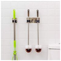 JQjian 2PC Wall Mounted Mop Mop Broom Holder Laundry Office Wall Mounted Mop Organizer Holder Brush Broom (Black)
