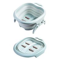 ECRISDOO Portable Travel Folding Foot Massage Bucket Foot Wash Basin Feet Spa Bubbling Massage Wheel Bath-Tub Massage Soaking Basin (Mint Green)