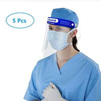 5 Pcs Adjustable Reusable Safety Face Shield, Transparent Full Face Protective Visor with Eye & Head Protection, Fluid Resistant Anti-Spitting Splash Facial Cover for Women Men