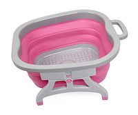 Portable Foot Bath Spa Foldable Plastic Basin Pot Tub, Pink