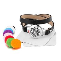 Aromatherapy 25Mm Stainless Steel Essential Oil Diffuser Bracelet Leather Locket Bracelet With 8 Color Pads