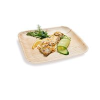 9.3-inch Eco-Friendly Indo Palm Leaf Square Plate: Perfect for Parties and Catering Events - Natural Color - Disposable Biodegradable Party Plates - 100-CT - Restaurantware