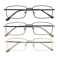 BFOCO Reading Glasses Set of 3 Rectangular Metal Glasses for Reading Spring Hinge Readers Men (3 pairs Mix,+2.50)