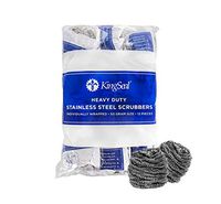 KingSeal Stainless Steel Scrubbers, Scrub Pads, Heavy Duty, 50 Gram Weight, Individually Wrapped (1 Pack of 12 scrubbers)