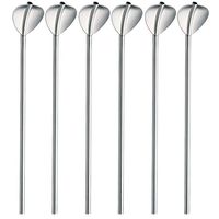 6 Piece Cocktail Spoons, Sacow 2 in 1 Stainless Steel Metal Drinking Straw Reusable Straws Cocktail Spoons Set