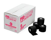 Cramer Pro-Lastic Stretch Tape, Easy Tear Athletic Tape, Flexible Elastic Tape with Premium Adhesive, Support for Wrist & Ankle Injury Taping, Athletic Training Supplies, Compression Wrap, Bulk Case, Black, 16 rolls